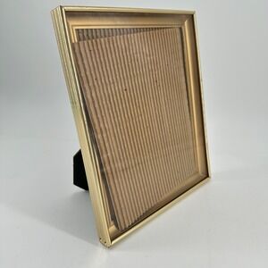 Vintage Gold Tone Metal Picture Frame Etched Border Tabletop Wall Mount 8x10